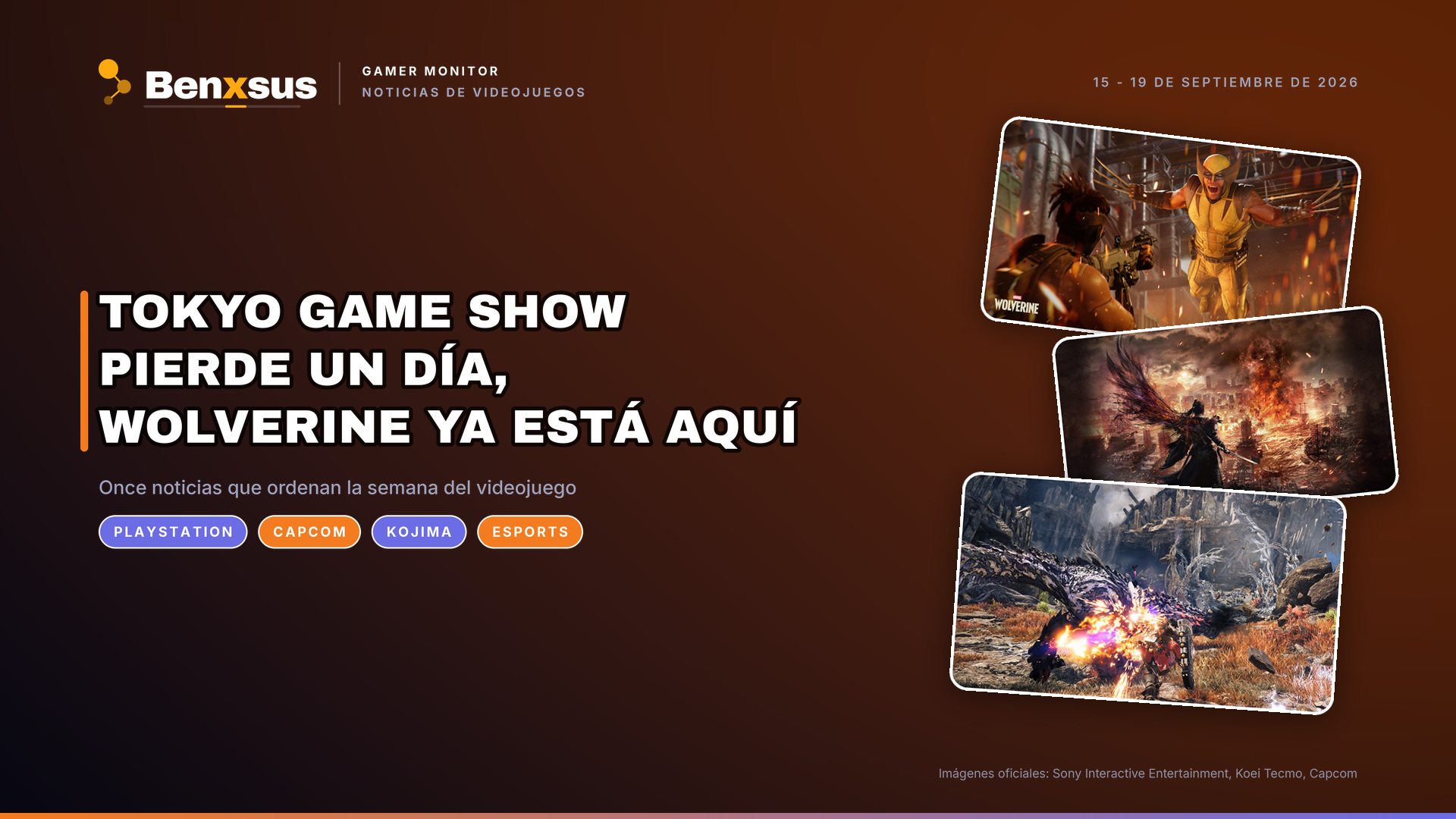 Tokyo Game Show 2026 pierde un dia por el tifon, Kojima ficha a Bill Skarsgard y Wolverine arranca con 1,9 millones de copias