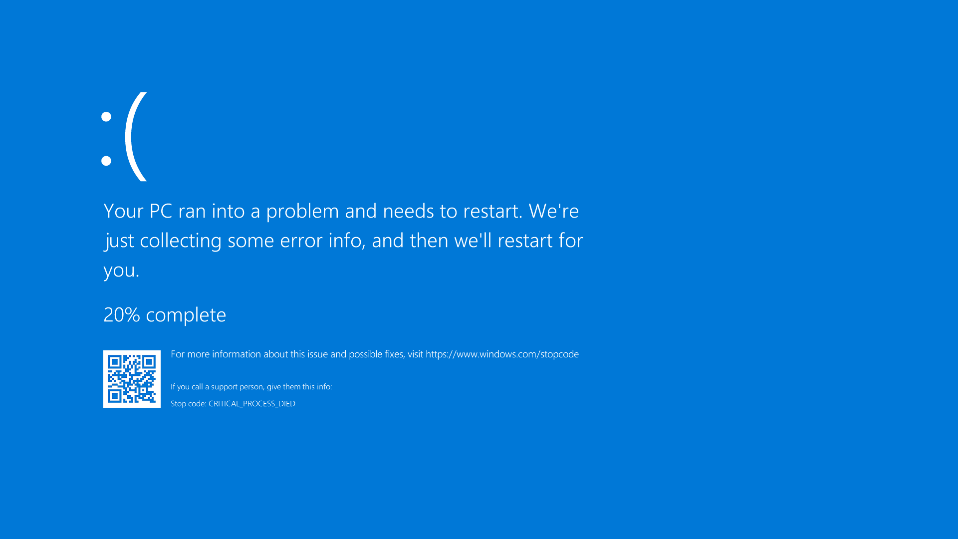 Pantalla azul de error en Windows